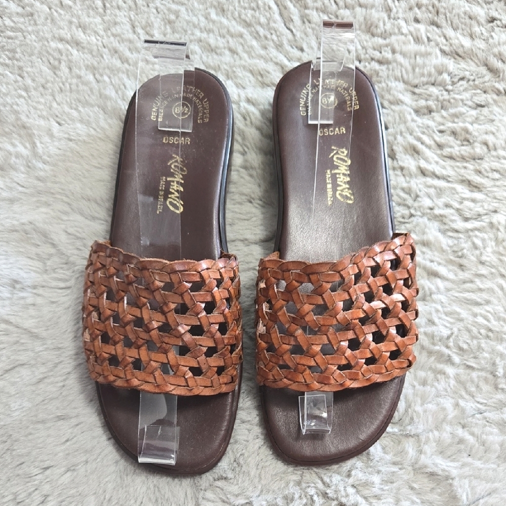 Romano Women's Tan Woven slides Sandals